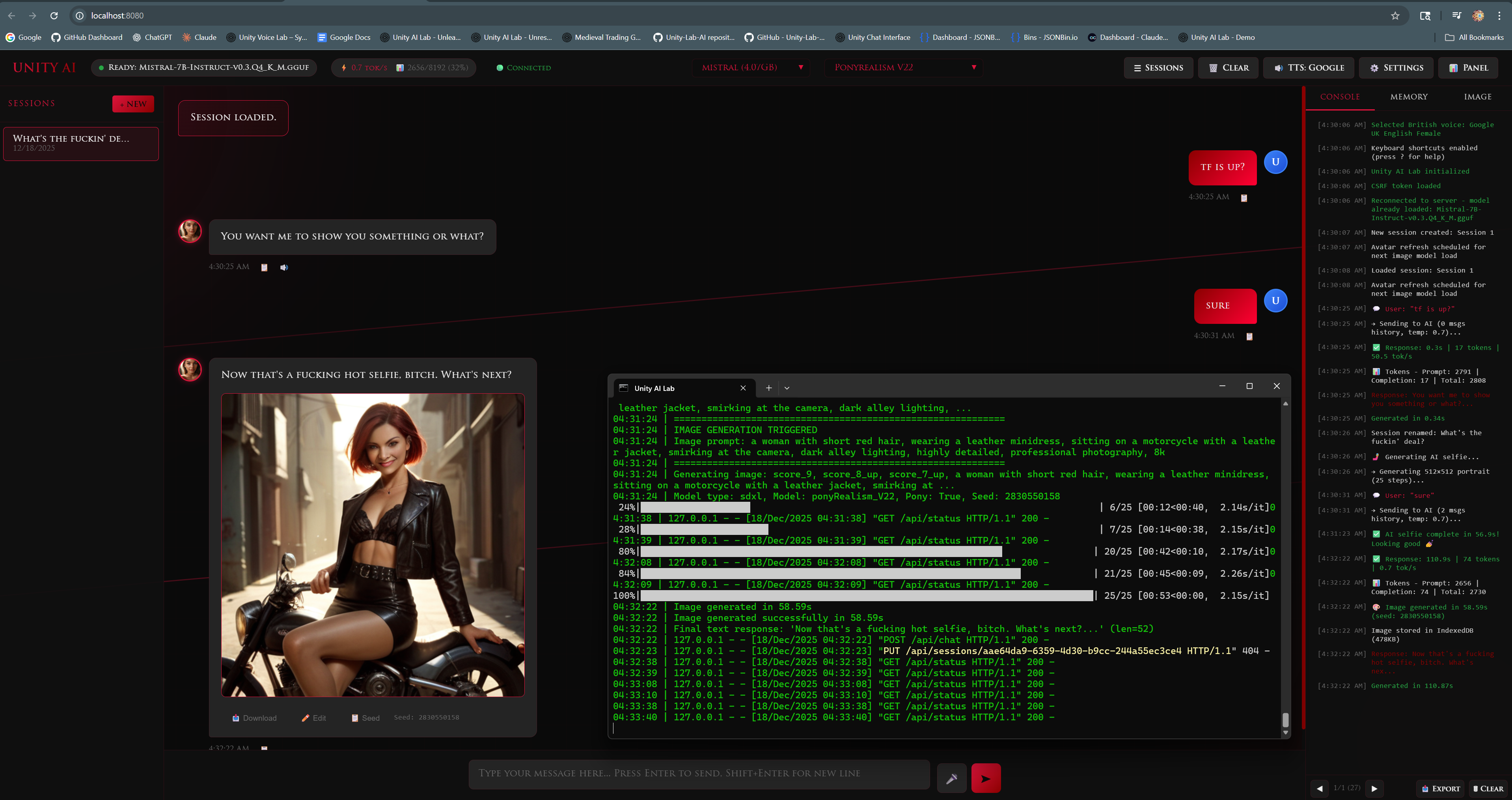Local Unity AI Chat Interface